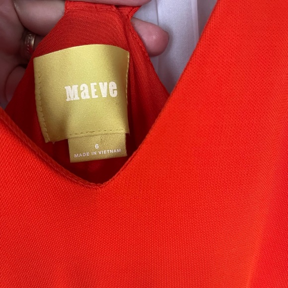 Anthropologie Maeve Yuma Halter Maxi Dress Red Orange Basketweave Size 6 - Picture 8 of 12